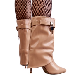 Step in style Kozačky Model Steffi O41 Béžová - Krok ve velkém stylu béžový