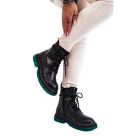 Step in style Bojové boty Model Trinah 22BT35-5079 Black_Green - Krok ve stylu černý