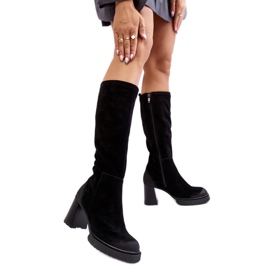 Step in style Kozačky Model Lemar Ceraxa 70133 Black Suede - Krok ve velkém stylu černý