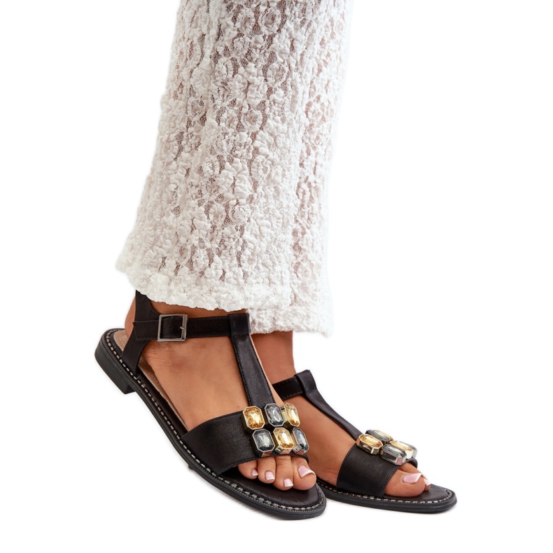 Dámské sandály se zdobením S.Barski Black černá