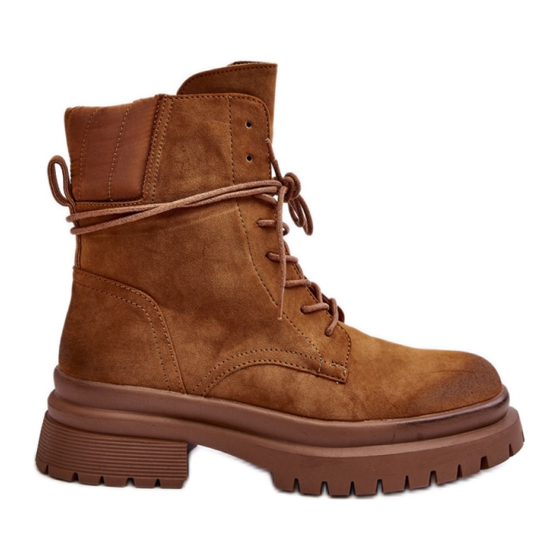 Hnědé dámské kotníkové boty se silnou podrážkou hnědý