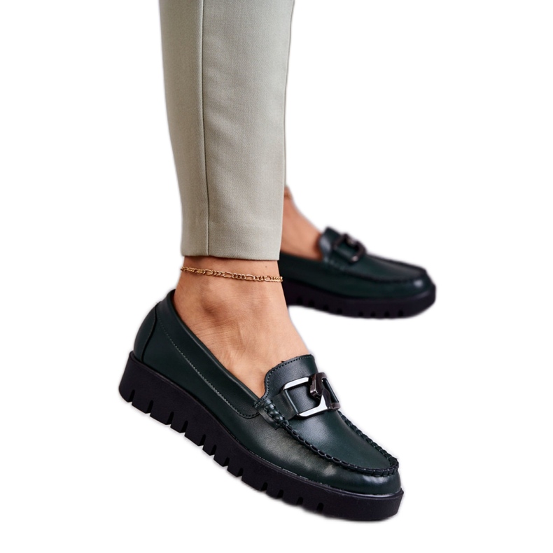 Dámské boty na zelené platformě zelená