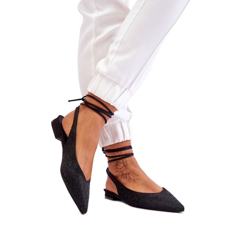 Dámské balerínky s otevřeným podpatkem Černé černá