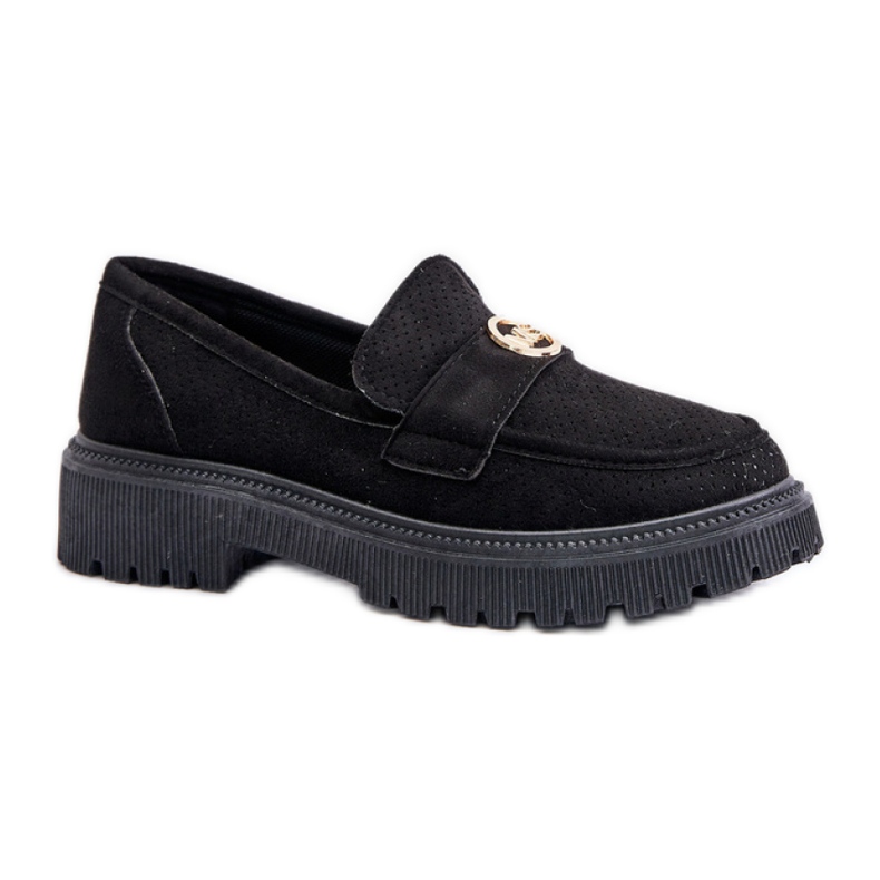 Mokasínové boty se zlatými detaily Black černá