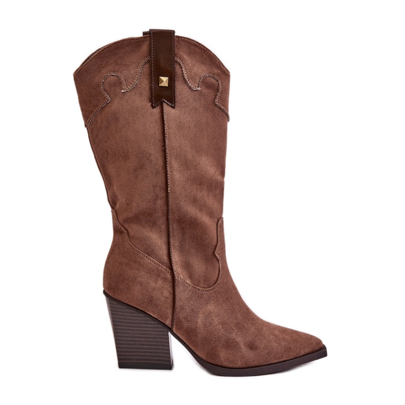 Hnědé dámské kovbojské boty hnědý