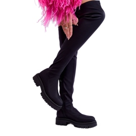 Dámské kozačky nad kolena Černá černý