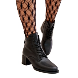 Dámské kotníkové boty Vinceza Black Leather na vysokém podpatku černá