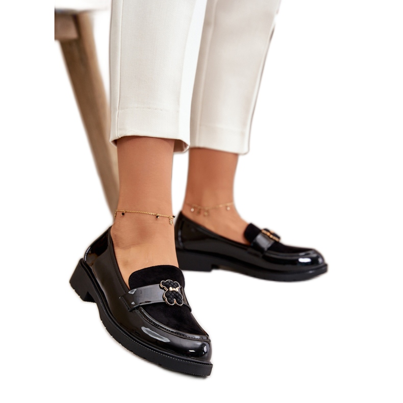 Dámské mokasíny se zdobením S.Barski Black Lacquer černá