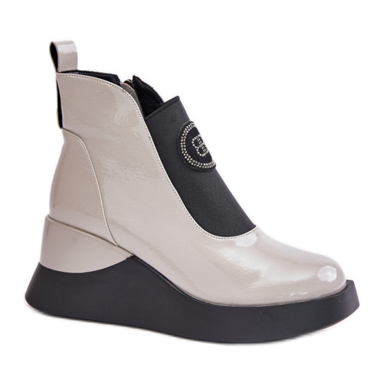 Dámské kotníkové boty na platformě S.Barski Light Grey šedá Dámské kotníkové boty na platformě S.Barski Light Grey šedá