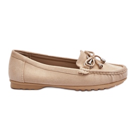 Dámské semišové mokasíny s béžovým zdobením