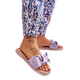 Semišové klouzačky s mašlí Violet fialová