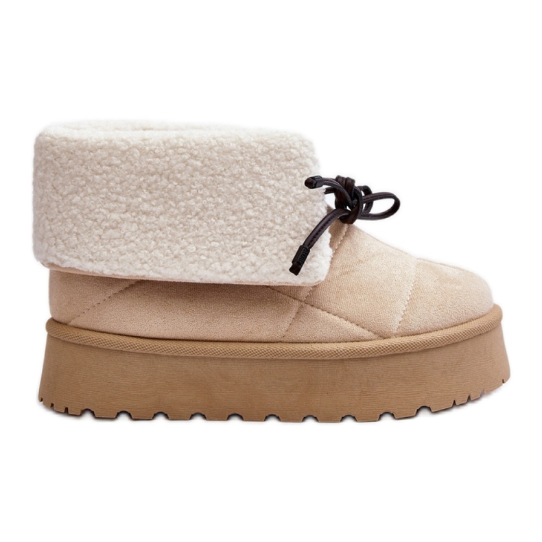 Platformové sněhule s béžovou ovčí kůží béžový
