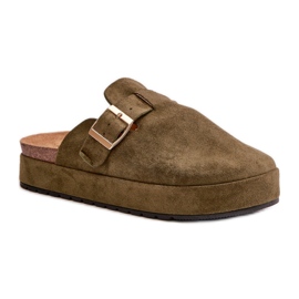 Dámské pantofle na platformě Green zelený