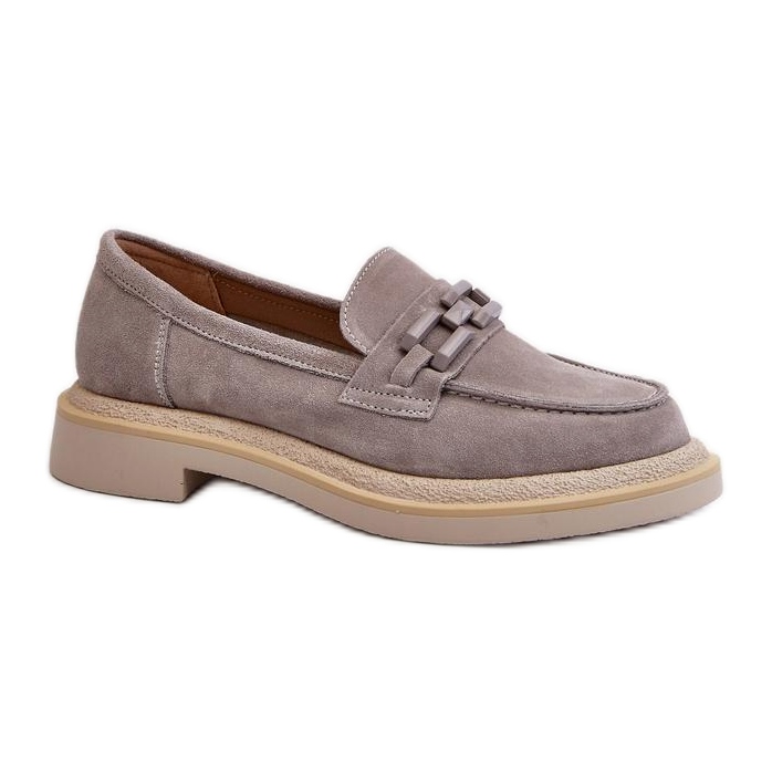S. BARSKI Dámské mokasíny s šedým zdobením šedá