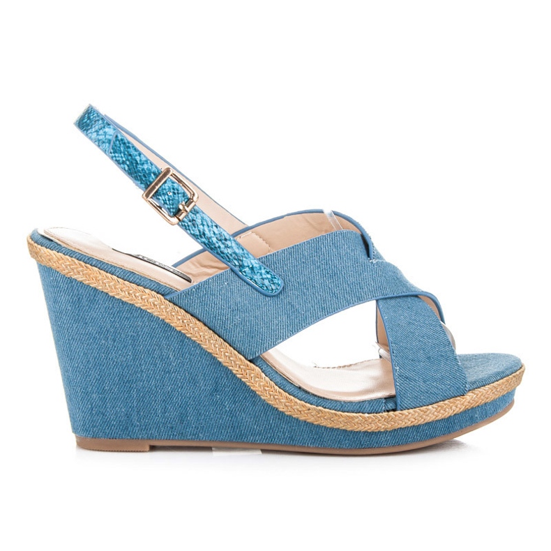 Vices Džínové sandály se zapínáním na přezku modrý