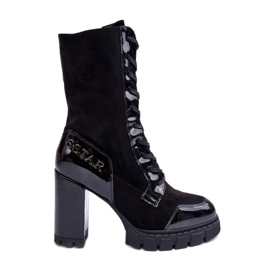 Step in style Kozačky Model Khariah UK169P Černá kůže/suede – krok ve stylu černý