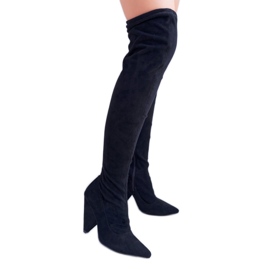 Step in style Boty Model Lu Boo XW37356 Black Suede - Krok ve velkém stylu černý