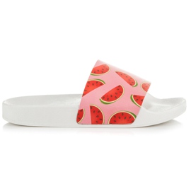 Vices Pantofle s melounem bílý červené růžový Vices Pantofle s melounem bílý červené růžový