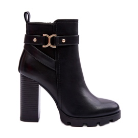 Step in style Kozačky Model Liani F38 Black Leather - Krok ve stylu černý