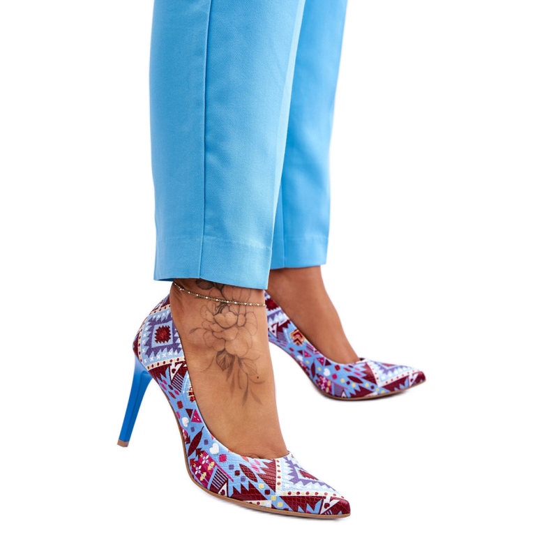 Step in style Boty na vysokém podpatku Model Lewski Boty 2659 Modrá/Červená - Krok ve stylu vícebarevný