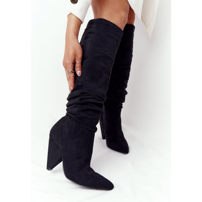 Step in style Boty Model Lu Boo XW37355 Black Suede - Krok ve velkém stylu černá