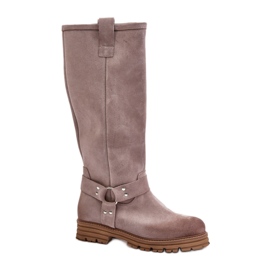 Step in style Kozačky Model Lewski 3615 Cappuccino Suede - Krok ve velkém stylu béžový Step in style Kozačky Model Lewski 3615 Cappuccino Suede - Krok ve velkém stylu béžový