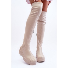 Step in style Kozačky Model Dudesa 15863 Béžová - Krok ve velkém stylu béžový