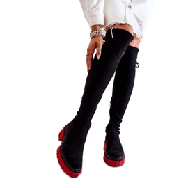 Step in style Boty Model Cheera UK105P Black/Red Suede - Krok ve velkém stylu černý