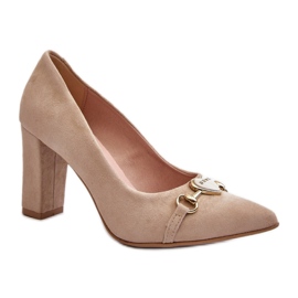 Step in style Lodičky Model Zazoo 2453/OS Cappuccino Suede - Krok ve velkém stylu béžový Step in style Lodičky Model Zazoo 2453/OS Cappuccino Suede - Krok ve velkém stylu béžový