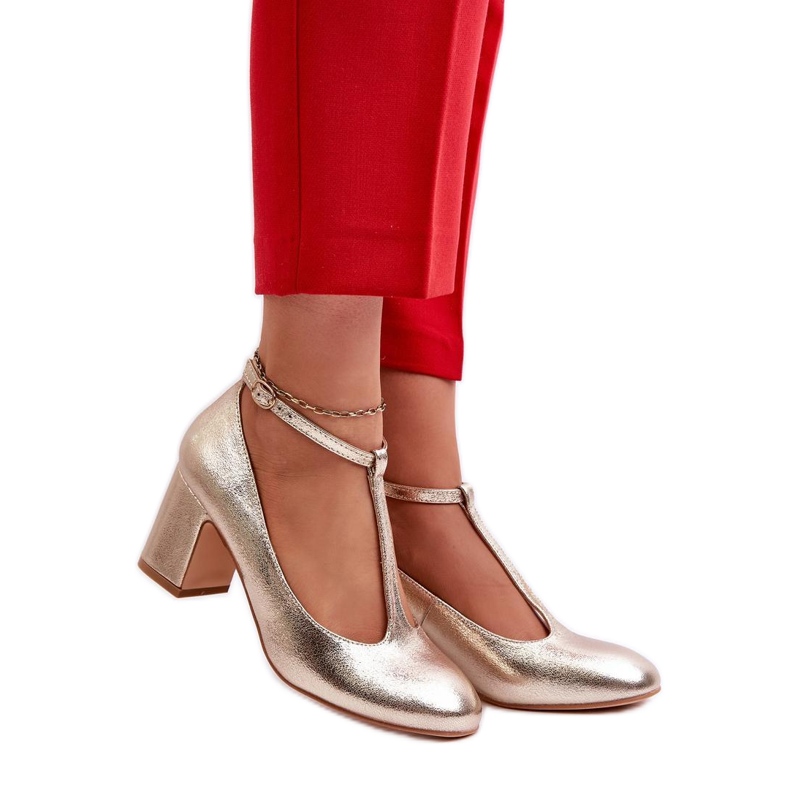 Step in style Lodičky Model Raniyah 834283 Gold - Krok ve velkém stylu žlutá Step in style Lodičky Model Raniyah 834283 Gold - Krok ve velkém stylu žlutá