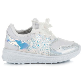 Svázané boty se třpytkami bílý