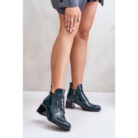 Step in style Boty Model Zazoo 60504 Tmavě zelený lak - Krok ve stylu
