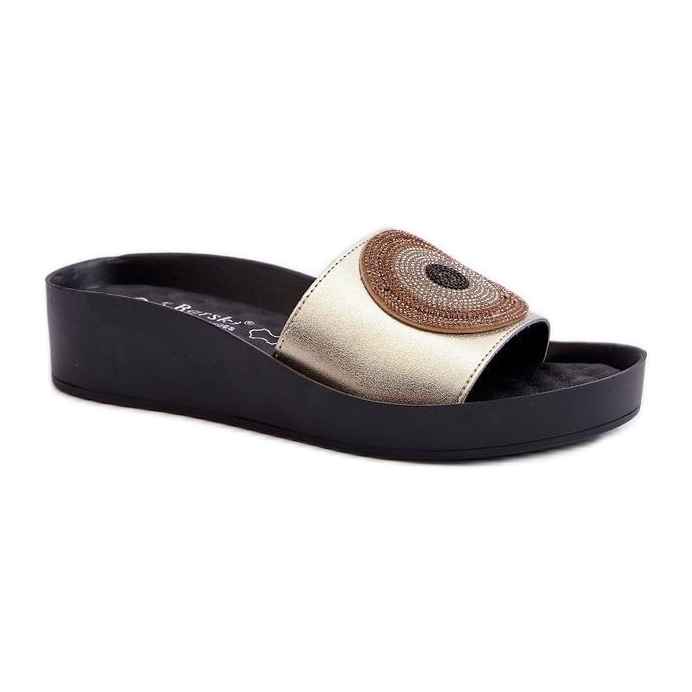 Step in style Sandálové žabky Model S.Barski KV27-019 Gold - Krok ve velkém stylu žlutá Step in style Sandálové žabky Model S.Barski KV27-019 Gold - Krok ve velkém stylu žlutá