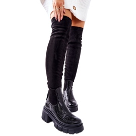 Kozačky Model Maciejka Krokodyl 05260-01 Black - Step in style černý