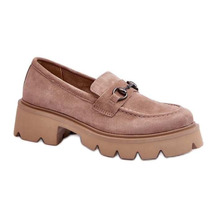 Módní masivní béžové dámské mokasíny béžový Módní masivní béžové dámské mokasíny béžový