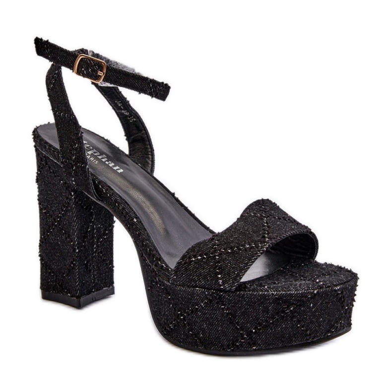 Módní dámské sandály z textilního materiálu černá Módní dámské sandály z textilního materiálu černá