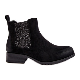 Klasické dámské kotníkové boty z ekologického semiše Black černá Klasické dámské kotníkové boty z ekologického semiše Black černá