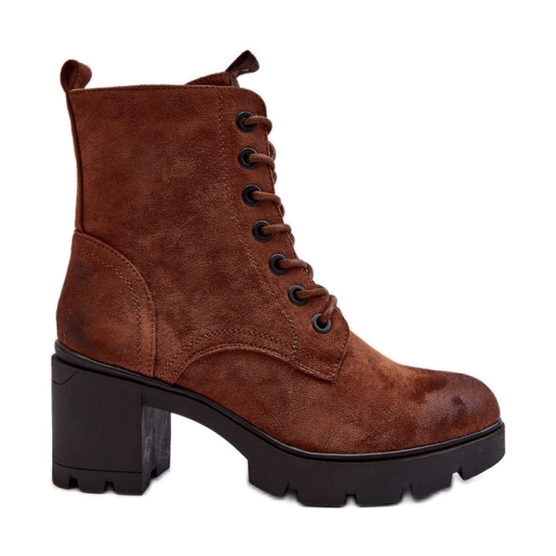 Dámské kotníkové boty vyrobené z eko semiše hnědý