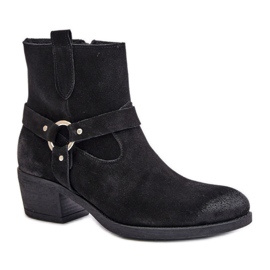 Semišové boty Model Zazoo Black černý