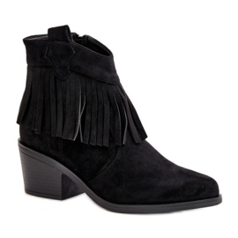 S. BARSKI Kozačky s třásněmi Model S.Barski Black černý