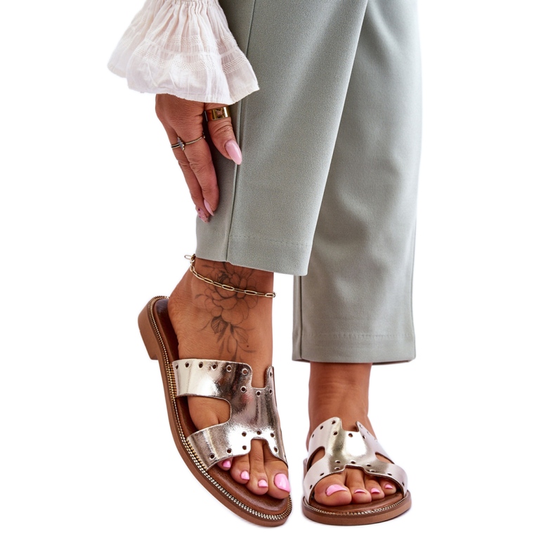 Sandálové žabky Model 40326 Gold zlatý