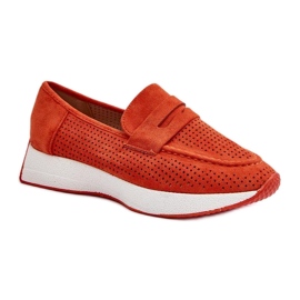 Oranžové prolamované mokasíny oranžový
