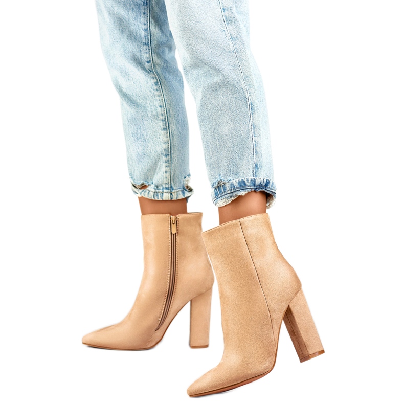 Dámské nezateplené boty D7959KH, béžové béžový