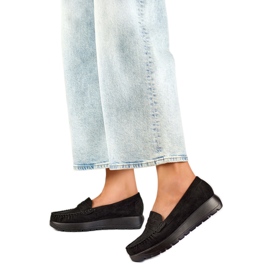 Dámské mokasíny na platformě 24-21338B černé černý