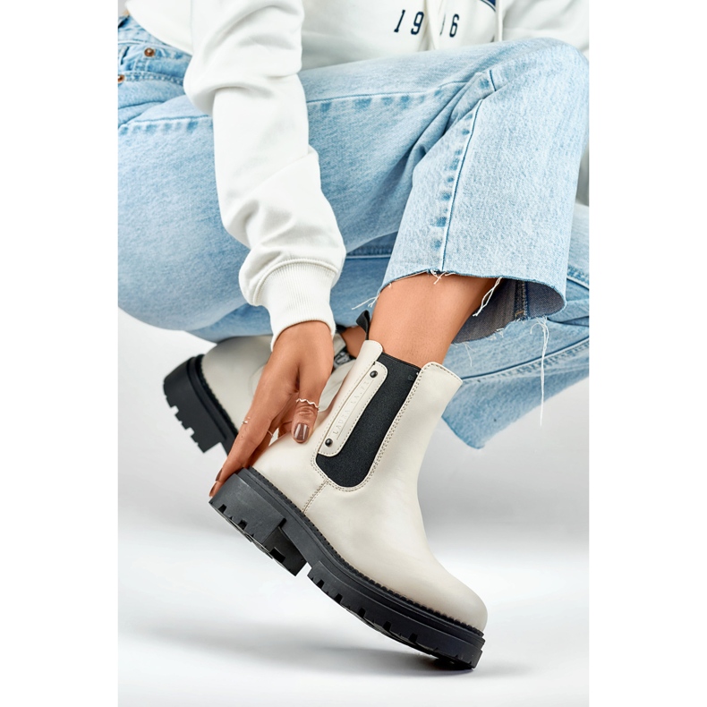 Chelsea boty Model 250004BE-PU Světle béžová - PRIMO béžový