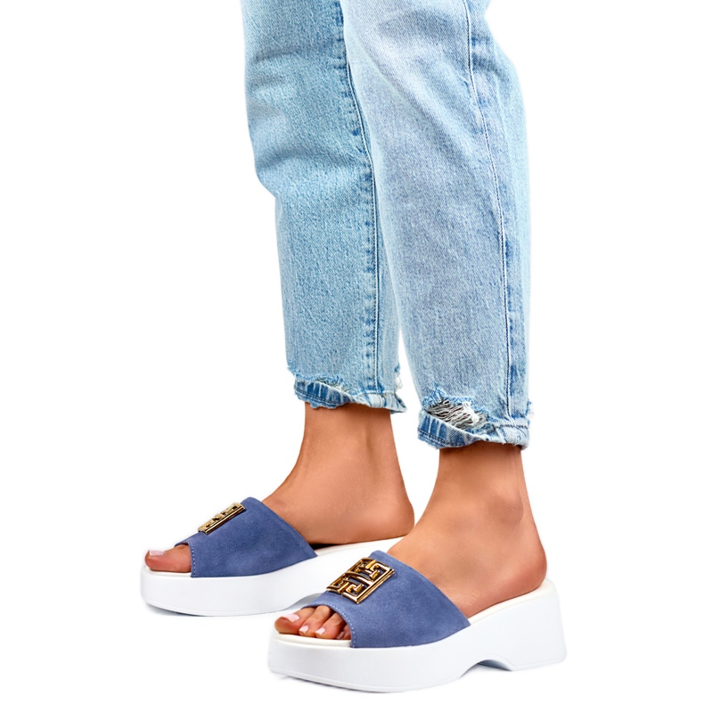 Dámské žabky se zdobením GD-XF1000B, modré modrý