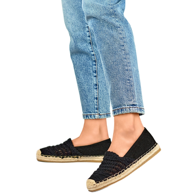 Vzdušné dámské espadrilky 1494B černé černá Vzdušné dámské espadrilky 1494B černé černá