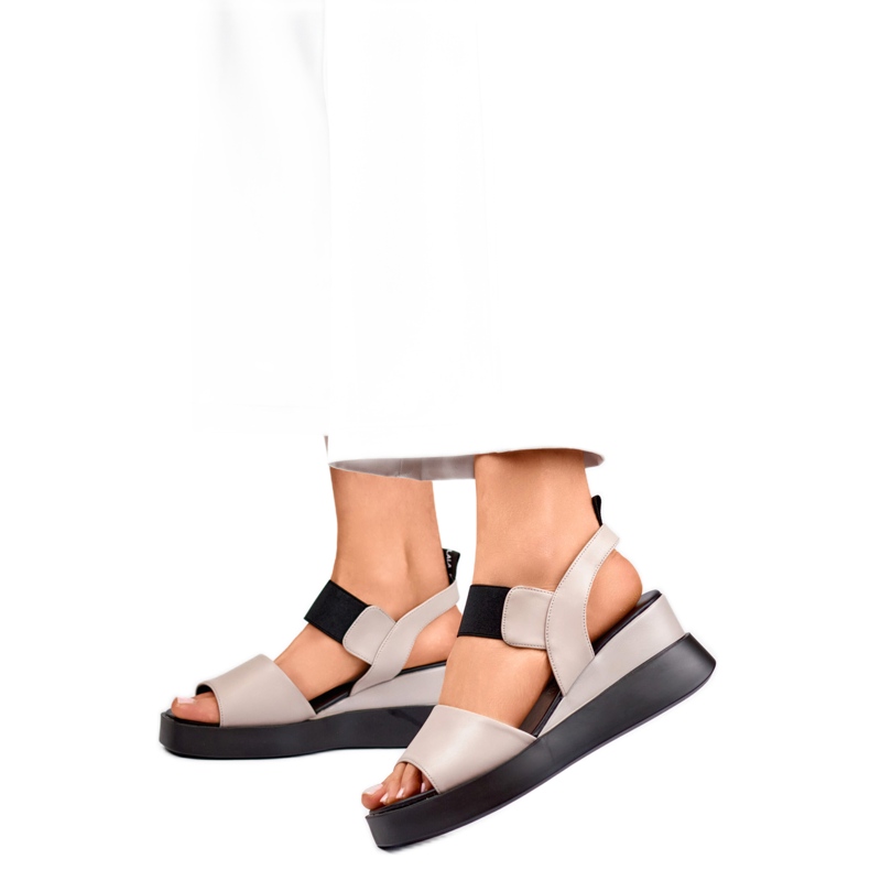 Dámské sandály na klínu GD-LH2002T, béžové béžový