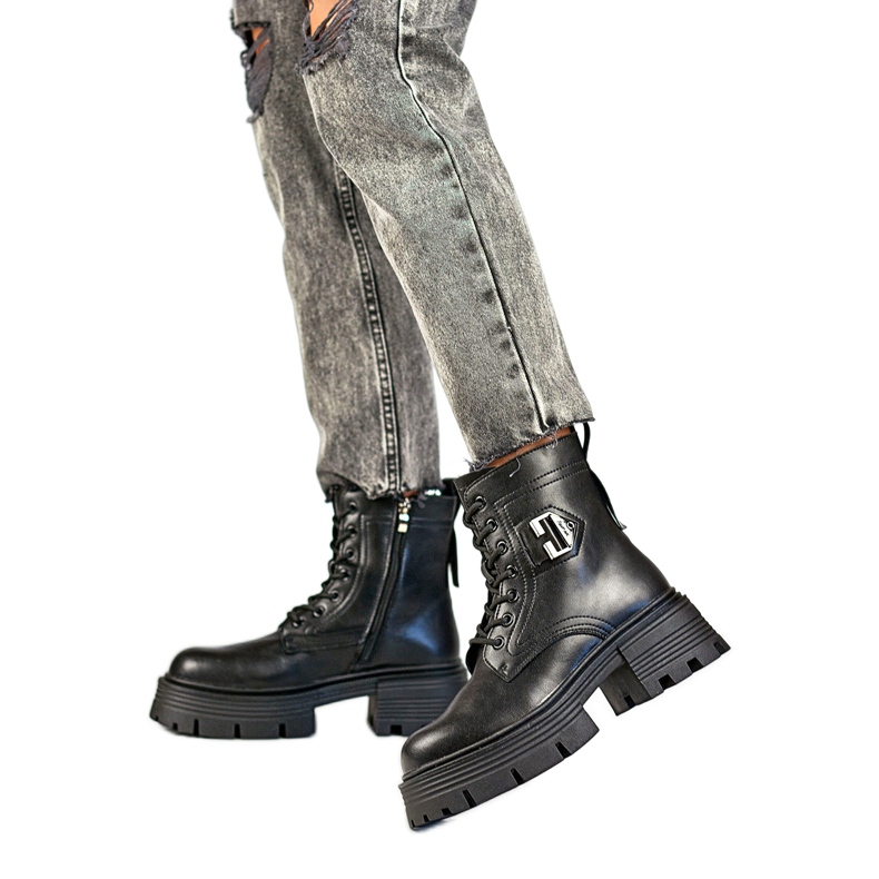 Dámské boty na platformě GT-TL55B, černé černá