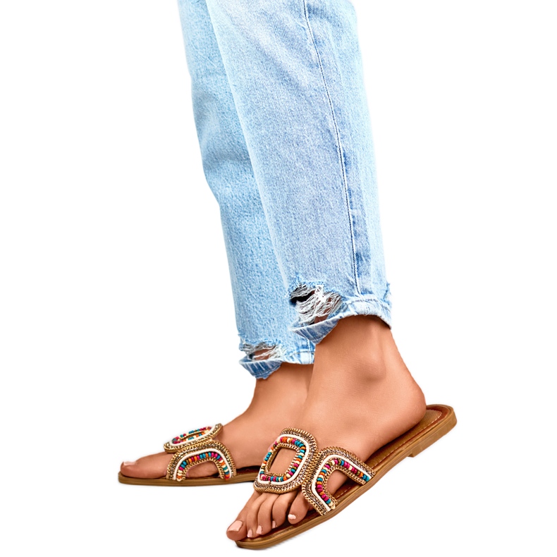 Dámské žabky s korálky 1122MIX vícebarevný